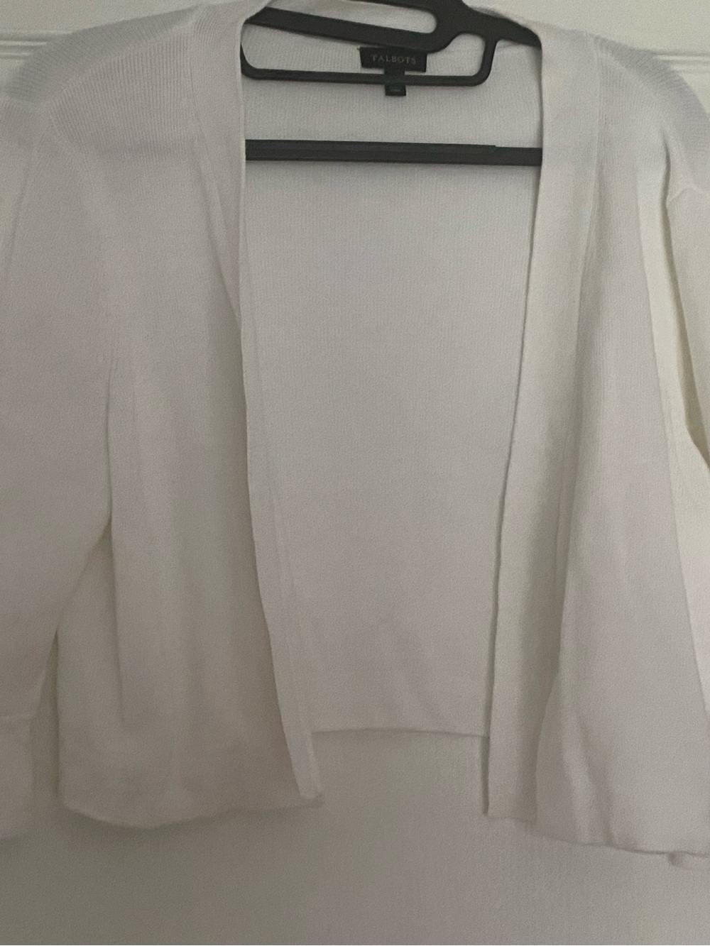 Talbots White Open-Front Lightweight Cardigan